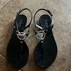 Guess sandals. Not worn size 7. Black with silver